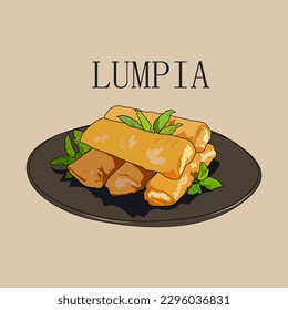 gambar vektor lumpia makanan khas indonesia dari semarang