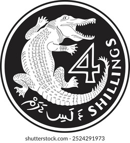 Gambia 4 shillings coin vector design handmade silhouette.