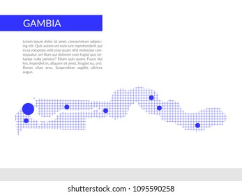 Gambia abstract infographic map with lines, circles.