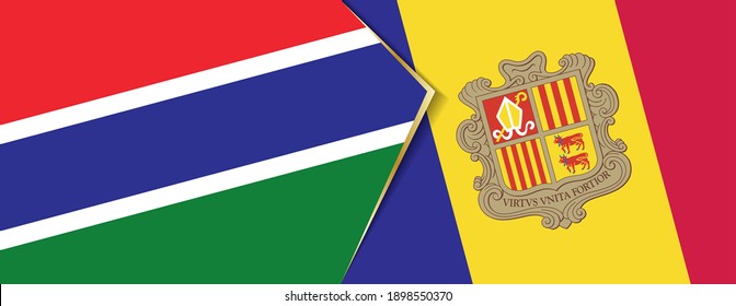 Gambia and Andorra flags, two vector flags symbol of relationship or confrontation.