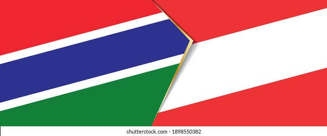 Gambia und Österreich Flaggen, zwei Vektorfahnen Symbol für Beziehung oder Konfrontation.