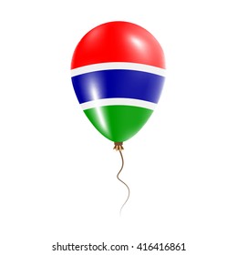 Gambia balloon with flag, stars and glitter. Bright Air Ballon in Gambia National Colors. Gambia Flag Rubber Balloon Flying in the Air. Vector Illustration.