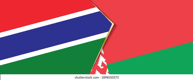 Gambia and Belarus flags, two vector flags symbol of relationship or confrontation.