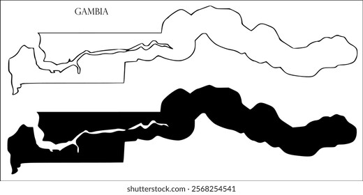 Gambia Blank Map, Gambia Map Outline Vector Images