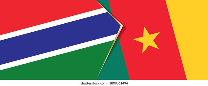 Banderas de Gambia y Camerún, dos banderas vectoriales símbolo de relación o enfrentamiento.
