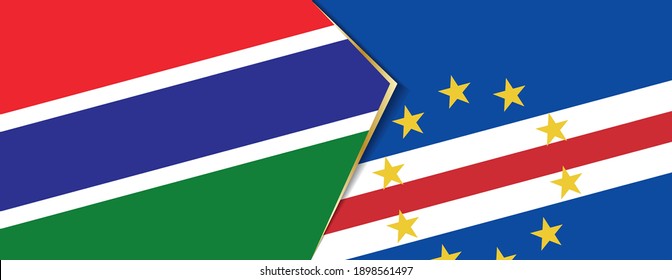 Gambia and Cape Verde flags, two vector flags symbol of relationship or confrontation.