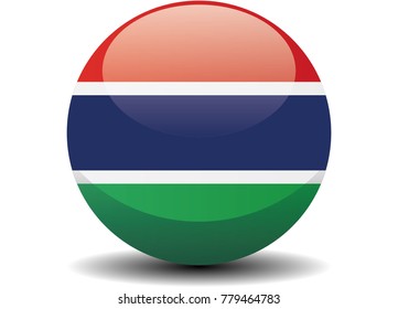 The Gambia circle button flag background texture. Vector illustration.
