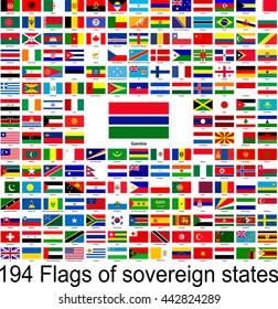 Gambia, collection of vector images of flags of the world
