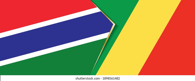 Gambia and Congo flags, two vector flags symbol of relationship or confrontation.
