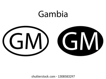 Gambia country code icon.  Iso code country domain name.  GM - Gambia abbreviated. vector