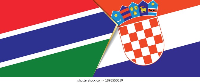 Gambia and Croatia flags, two vector flags symbol of relationship or confrontation.
