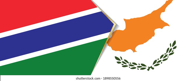 Gambia and Cyprus flags, two vector flags symbol of relationship or confrontation.