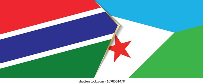 Gambia and Djibouti flags, two vector flags symbol of relationship or confrontation.