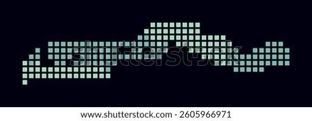 Gambia dotted map. Digital style map of the country on dark background. Gambia shape with square dots. Colored dots style. Large size squares. Modern vector illustration.