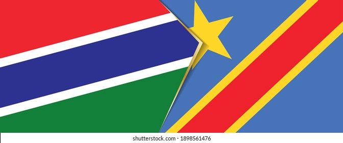 Gambia and DR Congo flags, two vector flags symbol of relationship or confrontation.