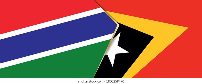 Gambia and East Timor flags, two vector flags symbol of relationship or confrontation.