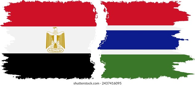 Gambia and Egypt grunge flags connection, vector