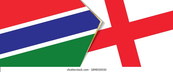 Gambia and England flags, two vector flags symbol of relationship or confrontation.