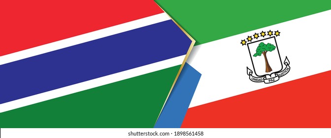 Gambia and Equatorial Guinea flags, two vector flags symbol of relationship or confrontation.