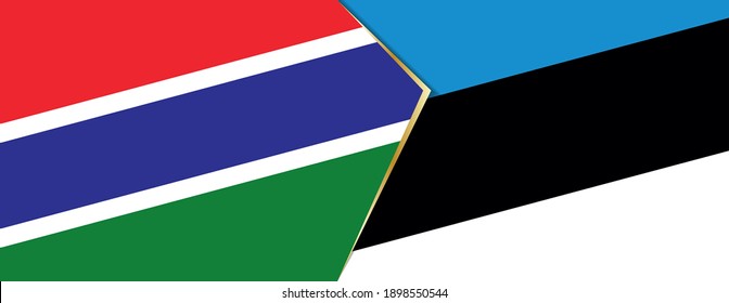 Gambia and Estonia flags, two vector flags symbol of relationship or confrontation.