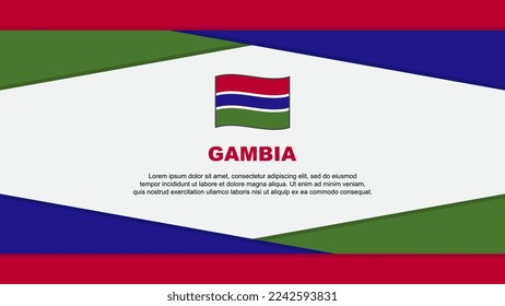 Plantilla de diseño de fondo de resumen de bandera de Gambia. Ilustración del vector de caricaturas del Día de la Independencia de Gambia. Vector de Gambia