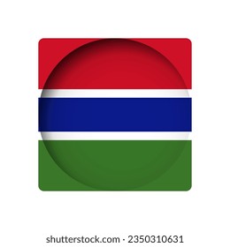 Bandera de Gambia - detrás del agujero de papel circular con sombra interior.