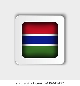 Gambia Flag Button Flat Design