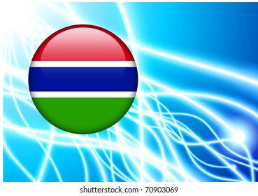 Gambia Flag Button on Abstract Light Background Original Illustration