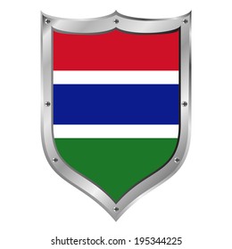 Gambia flag button on a white background. Vector illustration.