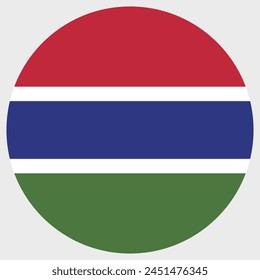 Bandera de Gambia. Bandera de Gambia. Icono de Botón. Color estándar. Icono de círculo. Ilustración de computadora. Ilustración digital Ilustración vectorial.