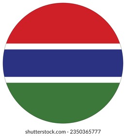 Bandera de Gambia en forma de círculo. Bandera de Gambia con forma redondeada