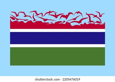 Gambia Flag With Freedom Concept, Independent Country Idea, Gambia Flag Transforming Into Flying Birds Vector, Sovereignty Metaphor, Flat Design