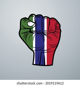 Bandera de Gambia con diseño manual aislado en fondo blanco. Ilustración del vector