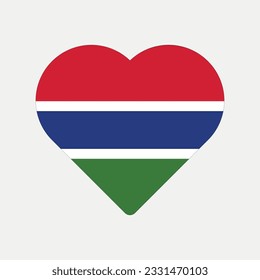 Gambia flag heart country graphic element Illustration template design
