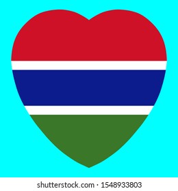 Gambia Flag In Heart Shape Vector