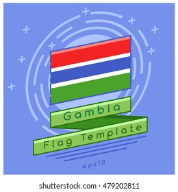 Gambia Flag  : Flag Icon With Festive Background : Vector Illustration