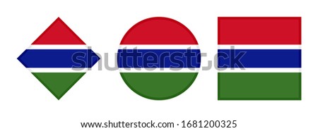 gambia flag icon set, isolated on white background