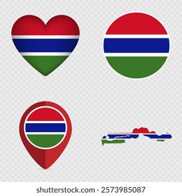 Gambia Flag Icons Pack. Vector illustration.