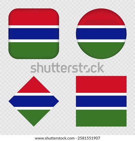 Gambia Flag Icons Pack. Vector illustration.