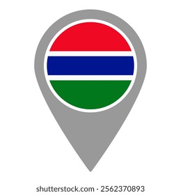 Gambia flag location pin, flag application, Flag on Location Pin, graphic design, map pointer, vector illustration.