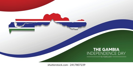 The Gambia flag map Independence Day vector poster