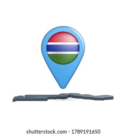 Gambia flag map pin on white