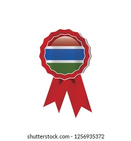 Gambia flag medal vector design.  Realistic 3D red color