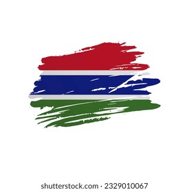 Bandera de Gambia - bandera del país vector de la nación trepada en un pincel grunge raspado.