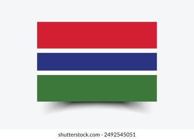 Gambia flag. Flag of Gambia. The official ratio. Flag icon. Standard color. Standard size. A rectangular flag. Computer illustration. Digital illustration. Vector illustration.