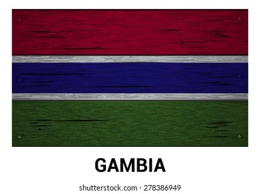 Gambia flag on wood texture background - vector illustration