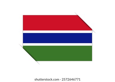 Gambia flag - rectangle colorful flag representing a country cultural identity and heritage. The essence of national pride and unity. Attached by the corners in a paper album