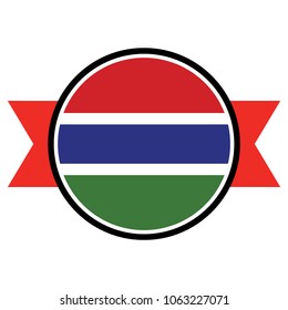 Gambia flag in round button of icon. flag logo of Gambia emblem isolated on white background, Gambia national concept sign, Vector illustration.