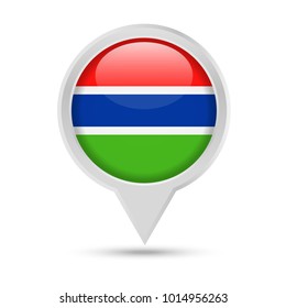 Gambia Flag Round Pin Vector Icon - Illustration