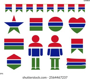 Gambia flag set. Isolated Gambia flag on white background